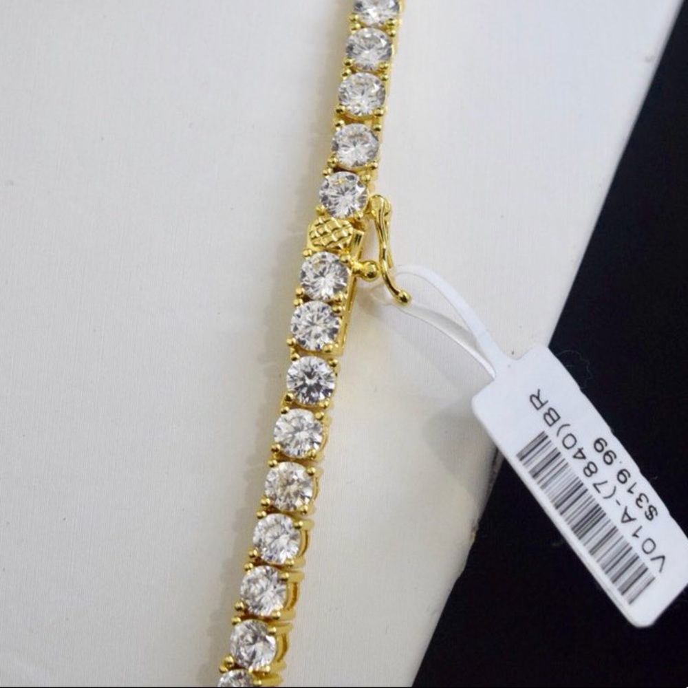 14k Yellow Gold Lab Diamond Tennis Necklace Chain - Picture 4 of 4